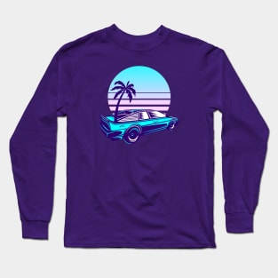 Futuristic Car Retro Sunset Synthwave Long Sleeve T-Shirt